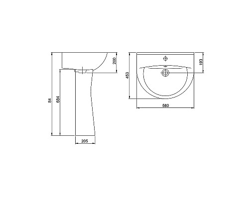 Раковина Santeri Виктория 55 1.3111.6.S00.11B.0 Белая