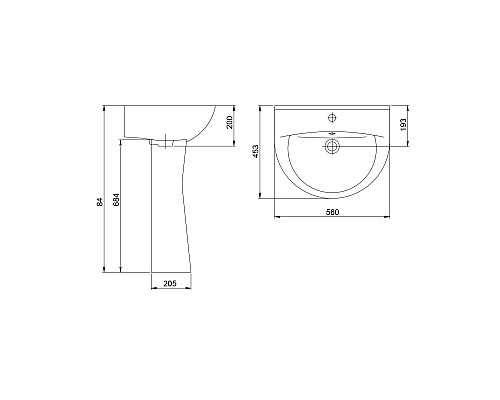Раковина Santeri Виктория 55 1.3111.6.S00.11B.0 Белая