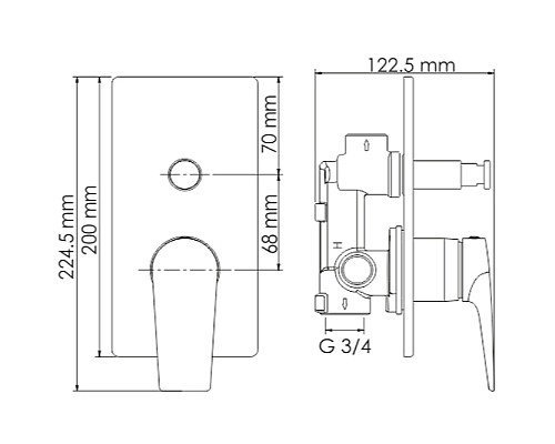 Смеситель для душа WasserKRAFT Glan 6661 Черный глянцевый
