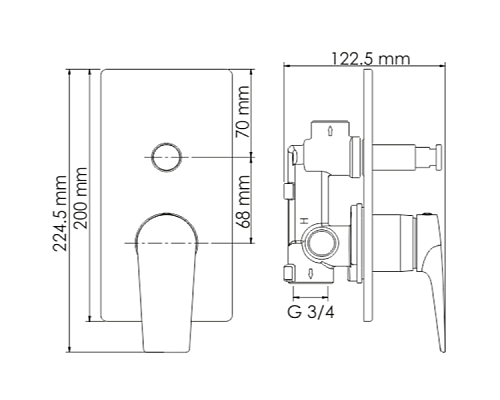 Смеситель для душа WasserKRAFT Glan 6661 Черный глянцевый