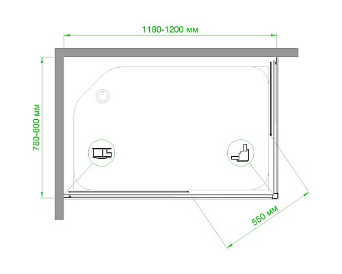 Душевой уголок Royal Bath HPD 120х80 RB8120HPD-C-BL профиль Черный стекло матовое