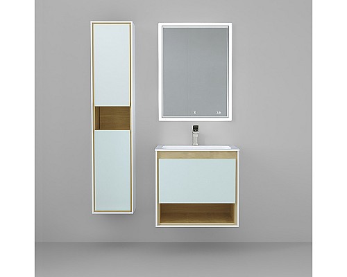 Тумба под раковину Jorno Glass 65 Gla.01.62/P/W подвесная Белый