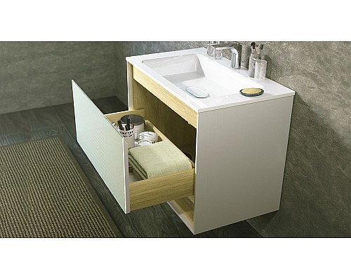 Тумба под раковину Jorno Glass 65 Gla.01.62/P/W подвесная Белый