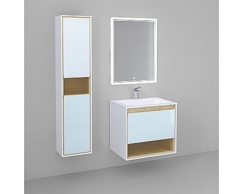 Тумба под раковину Jorno Glass 65 Gla.01.62/P/W подвесная Белый