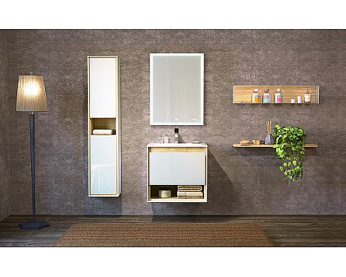 Тумба под раковину Jorno Glass 65 Gla.01.62/P/W подвесная Белый