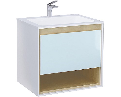 Тумба под раковину Jorno Glass 65 Gla.01.62/P/W подвесная Белый