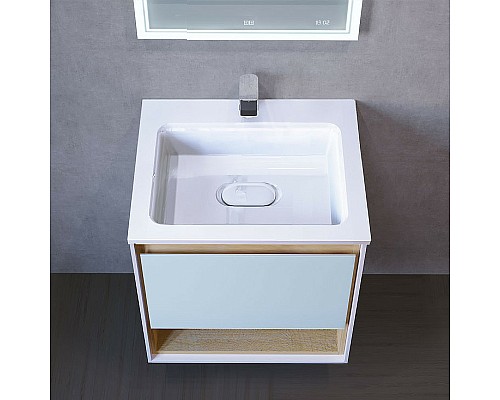 Тумба под раковину Jorno Glass 65 Gla.01.62/P/W подвесная Белый