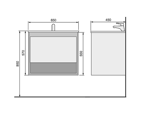 Тумба под раковину Jorno Glass 65 Gla.01.62/P/W подвесная Белый