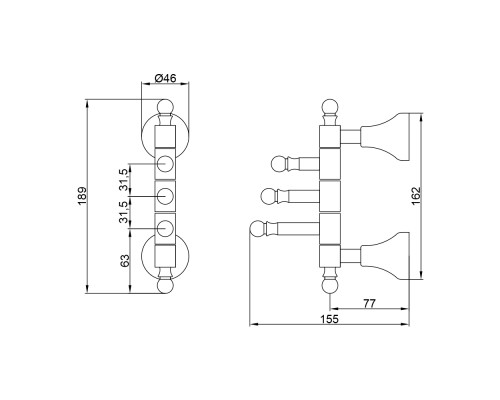 Крючок тройной поворотный Veragio Gialetta золото