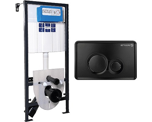 Инсталляция Pestan Sava Fix Slim SET40006459 для унитаза с Черной матовой клавишей смыва