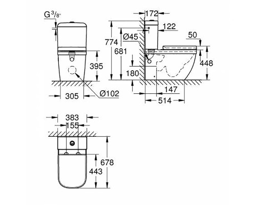 Унитаз Grohe Euro Ceramic 39462000 с бачком и сиденьем Микролифт
