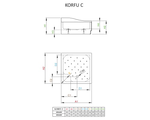Акриловый поддон для душа Radaway Korfu C 80x80x48 белый