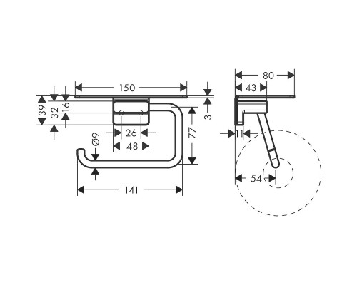 Держатель туалетной бумаги Hansgrohe AddStoris 41772670 с полкой Черный матовый