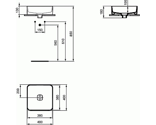 Раковина-чаша Ideal Standard Strada II Square Vessel 40 T296201 Euro White
