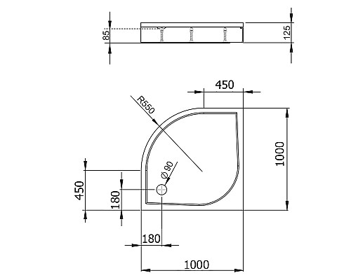 Душевой поддон из искусственного камня Radaway Paros A 100x100x13 белый