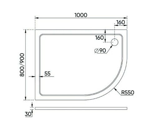 Душевой поддон из искусственного камня Veconi Tezeo 100x80 R Белый