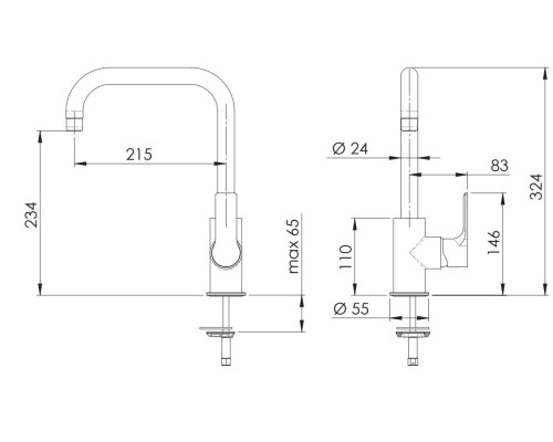Смеситель высокий для раковины Remer Energy Хром