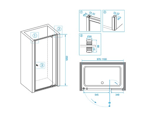 Душевая дверь RGW Passage PA-02B NEW 100 41080200-14 профиль Черный стекло прозрачное