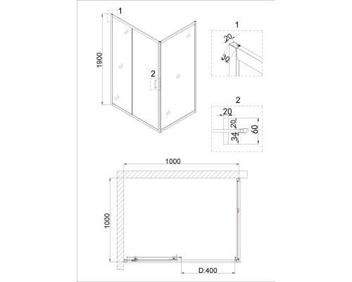 Душевой уголок Niagara Nova 100х100 NG-62-10A-A100 профиль Хром стекло прозрачное