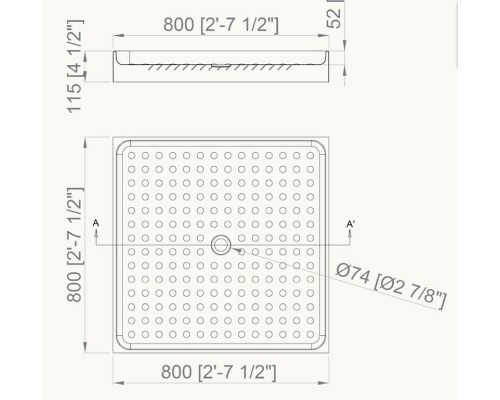 Стальной поддон для душа Nofer 80х80 13055.2.S Матовая нержавеющая сталь