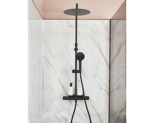 Душевая система Jacob Delafon Metro E26589-BL с термостатом Черная матовая