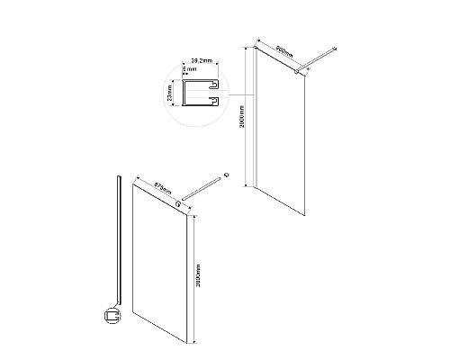 Душевая перегородка Vincea Walk-In 90 VSW-1H900CLB Черный матовый