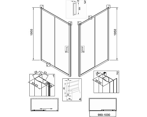 Душевая дверь Veconi Vianno VN-46B 100 VN46B-100-01-C5 Черный матовый