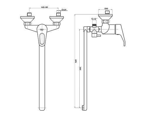 Смеситель для ванны GPD Kalipso MAE23-3 универсальный Хром