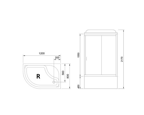 Душевая кабина Royal Bath ВК 120x80 с гидромассажем стекло матовое