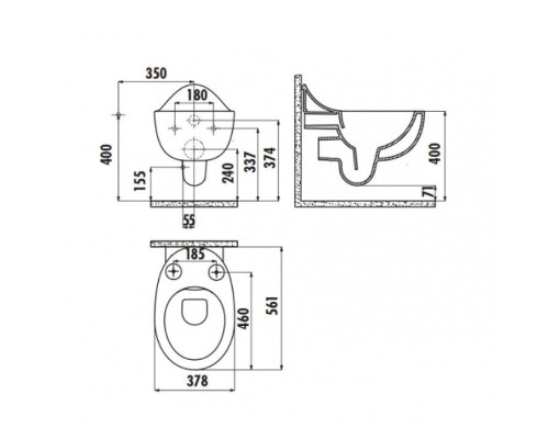 Унитаз Creavit Foglia FG321-11CB00E-0000 подвесной Белый без сиденья