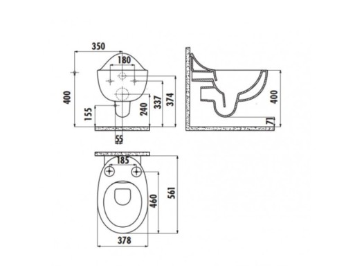 Унитаз Creavit Foglia FG321-11CB00E-0000 подвесной Белый без сиденья