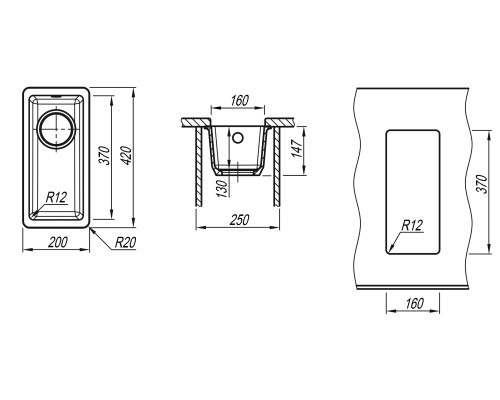 Кухонная мойка Florentina Вега-160 22.300.00160.104 Бежевая