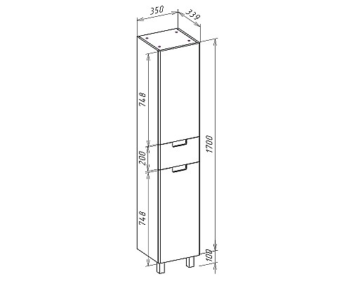Шкаф пенал Bellezza Пегас 35 L 4620404712031 Красный Белый