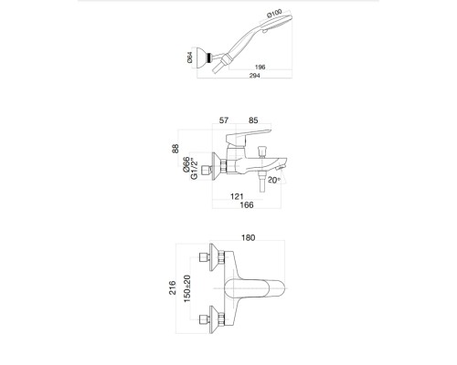Смеситель для ванны Fiore Kevon 81NN8150 Черный