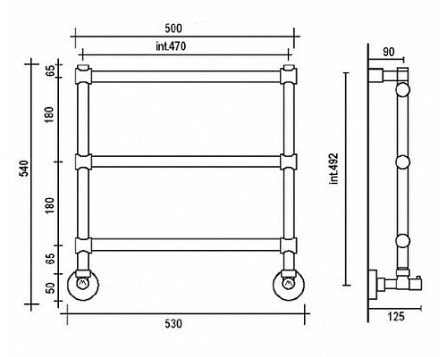 Полотенцесушитель водяной, хром, Margaroli Sole 4424703CRN