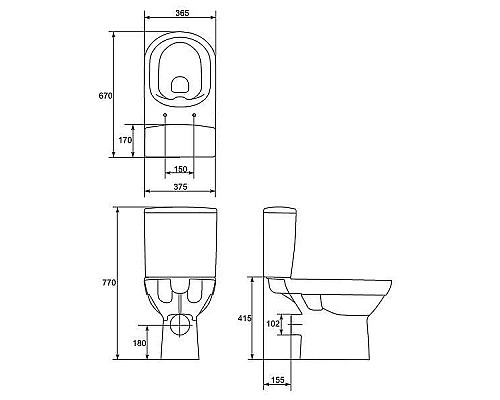 Унитаз компакт Cersanit Colour S-MK-COL011-Con без бачка и сиденья