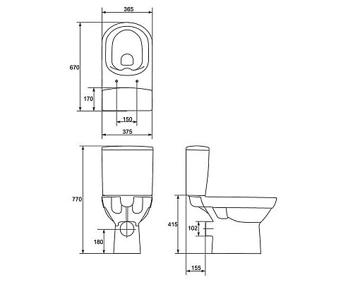 Унитаз компакт Cersanit Colour S-MK-COL011-Con без бачка и сиденья