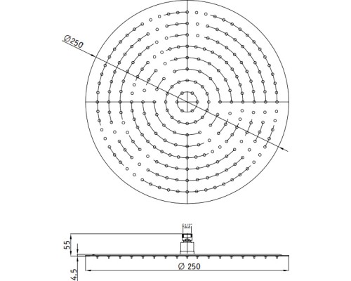 Верхний душ RGW Shower Panels SP-81-25 21148125-01 Хром
