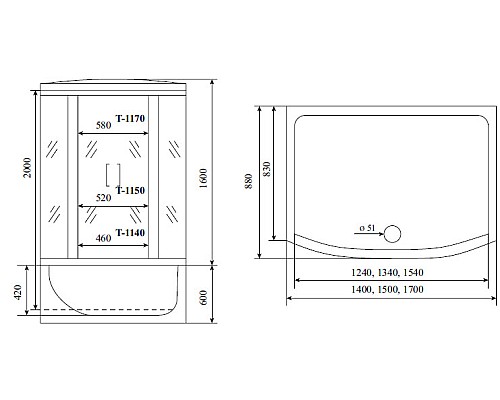 Душевой бокс Timo Standart 150x88 T-1150 с гидромассажем Душевой бокс Timo Standart 150x88 T-1150 с гидромассажем