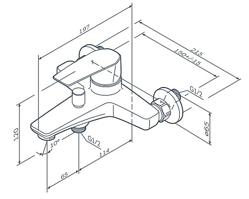 Смеситель для ванны/душа AM.PM Gem F90A10000 120 мм