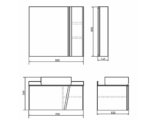 Зеркало со шкафом Comforty Эдинбург 90 00004147981 Бетон светлый