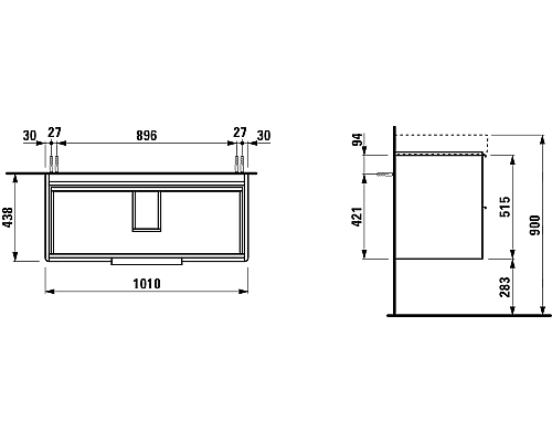 Тумба под раковину Laufen Base 105 4.0245.2.110.260.1 подвесная Белая матовая