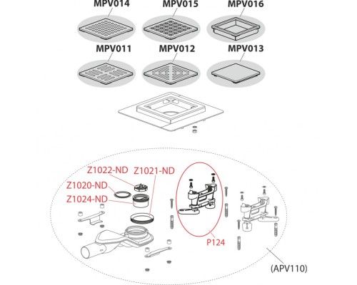Душевой трап AlcaPlast APV110 выпуск боковой, гидрозатвор мокрый, без pешетки
