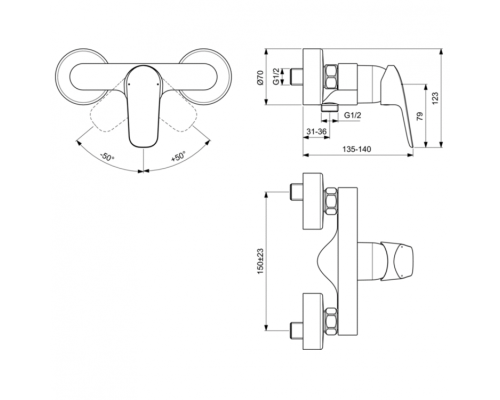 Смеситель для душа Ideal Standard Ceraflex B1720AA Хром