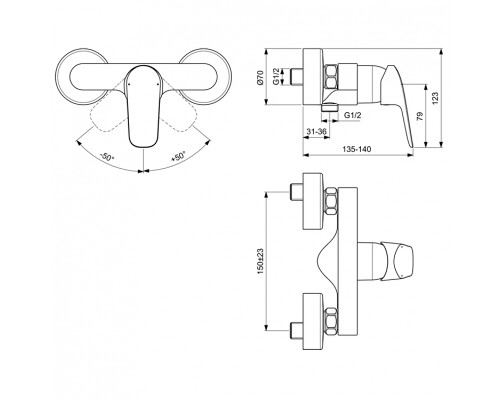 Смеситель для душа Ideal Standard Ceraflex B1720AA Хром