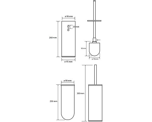 Ершик для унитаза Bemeta Graphit 156313067 Антрацит матовый