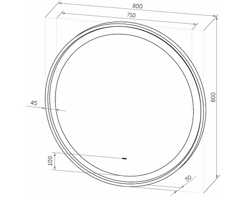 Зеркало Sintesi Callisto 80 SIN-SPEC-CALLISTO-80 с подсветкой Черное матовое с сенсорным выключателем