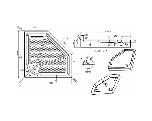 Акриловый поддон для душа Azario 100х100 P310 R/L Белый