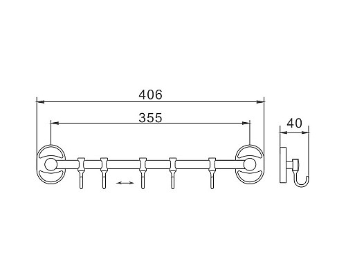 Вешалка для полотенец Haiba HB1915-5 Хром