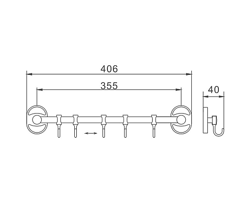 Вешалка для полотенец Haiba HB1915-5 Хром
